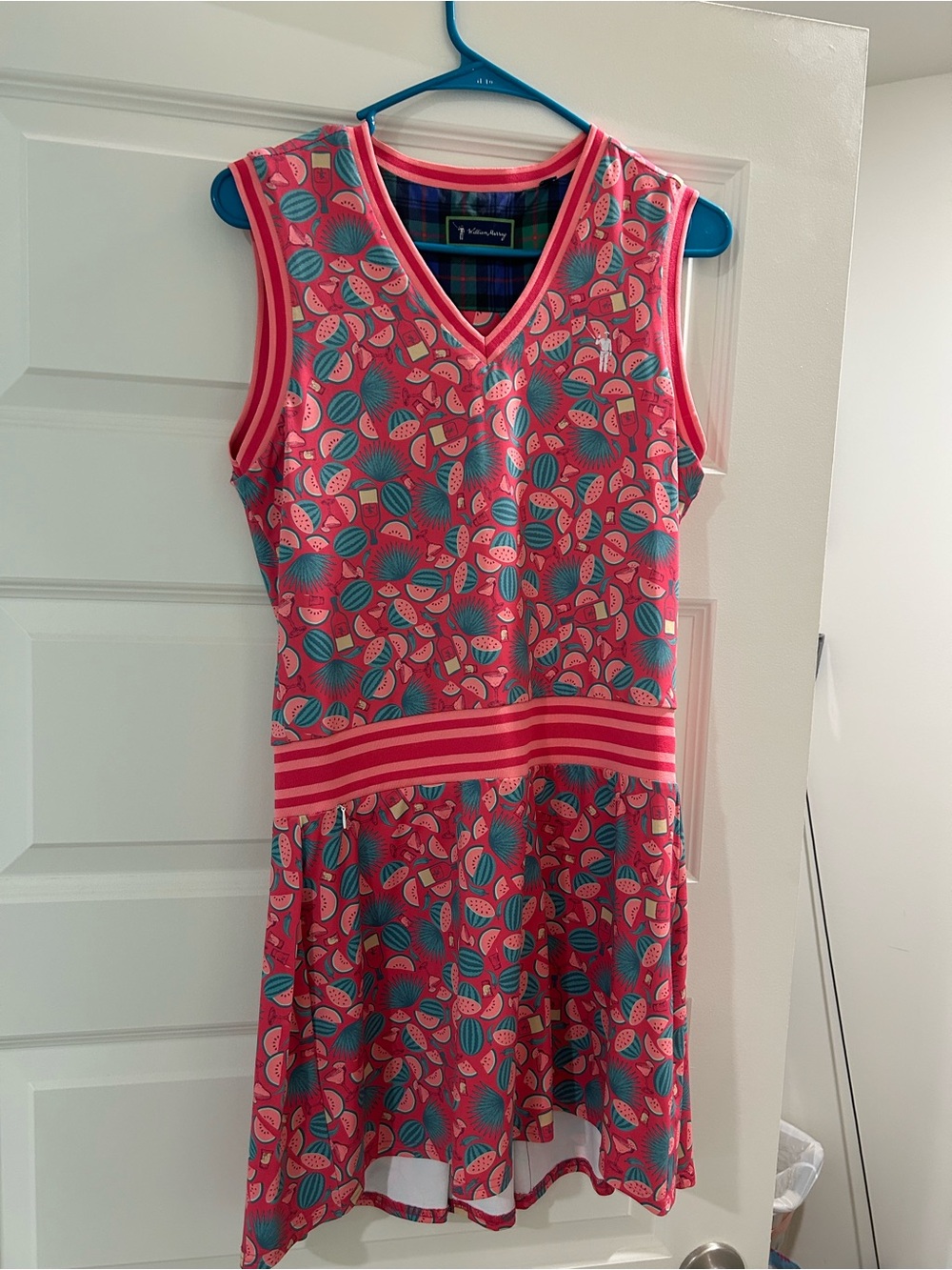 William Murray Golf Coral Pink & Teal Watermelon-Print Sleeveless Dress - Picture 6 of 11